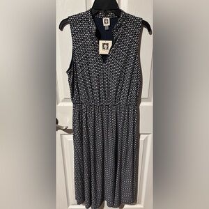 Anne Klein Navy and White Sleeveless Dress